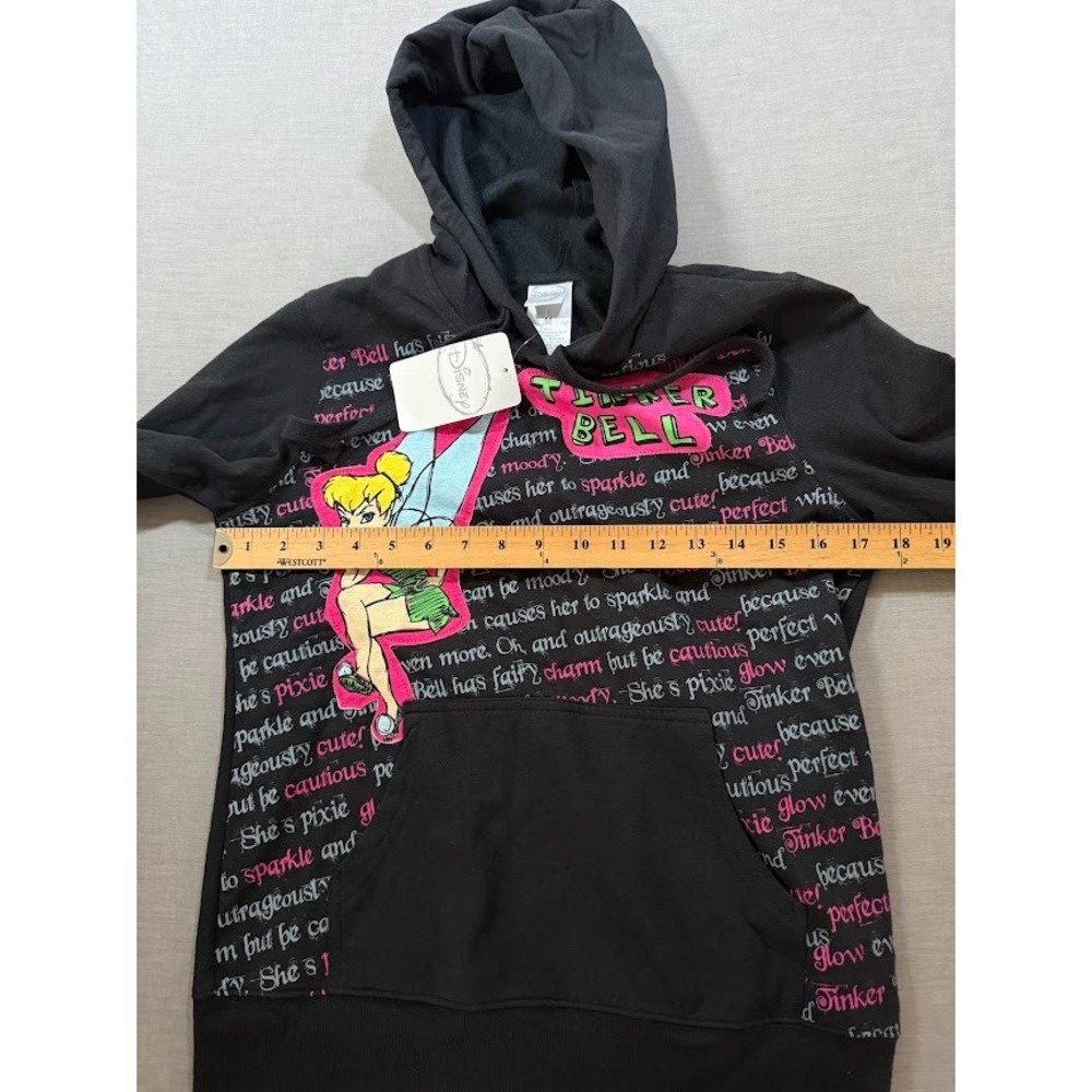 Disney Tinker Bell Black Hoodie Sweatshirt Graphic Print Hooded Top Size‎ M - Picture 4 of 6